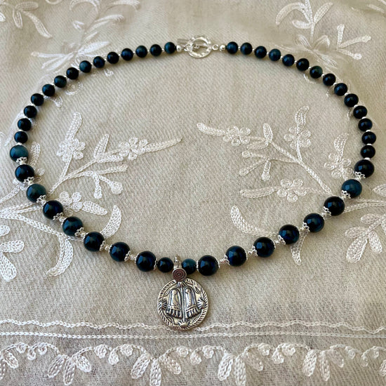 Image Title Charanam Blue Tiger’s Eye Necklace